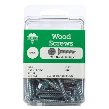 Hillman Wood Screw, #12, 1-1/2 in, Stainless Steel Phillips Drive 5326186